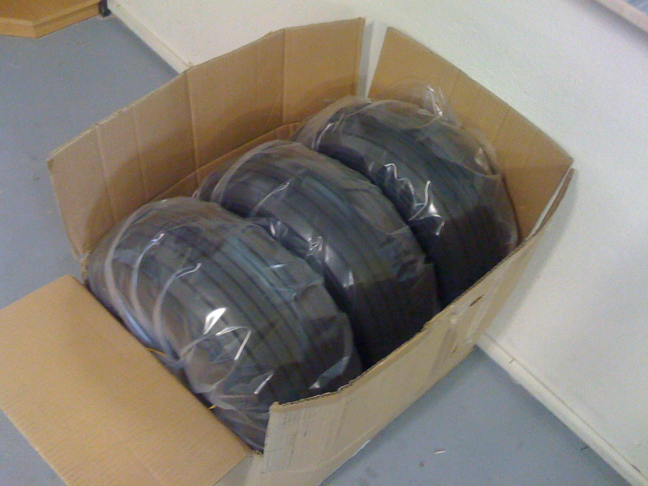 Packaged L410 aircraft tyres in the historical catalogue